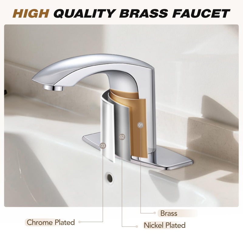 Gangang Commercial Touchless Bathroom Sink Faucet Cold and Hot Water Automatic Motion Sensor Basin Tap Mixer with Mixing Valve and Cover Plate (FBA 2) - Image 3